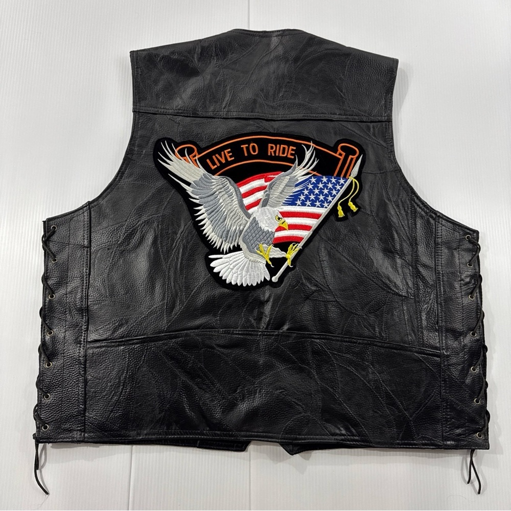 439. Men's Diamond Plate Genuine Leather Black Leather Vest (3X)‎